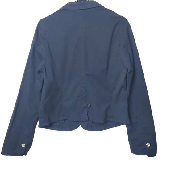 Anthropologie Daughters of the Liberation Size 10 Navy Blue Cotton Blazer Jacket - Picture 3 of 8